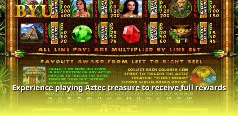 Experience playing Aztec treasure to receive full rewards